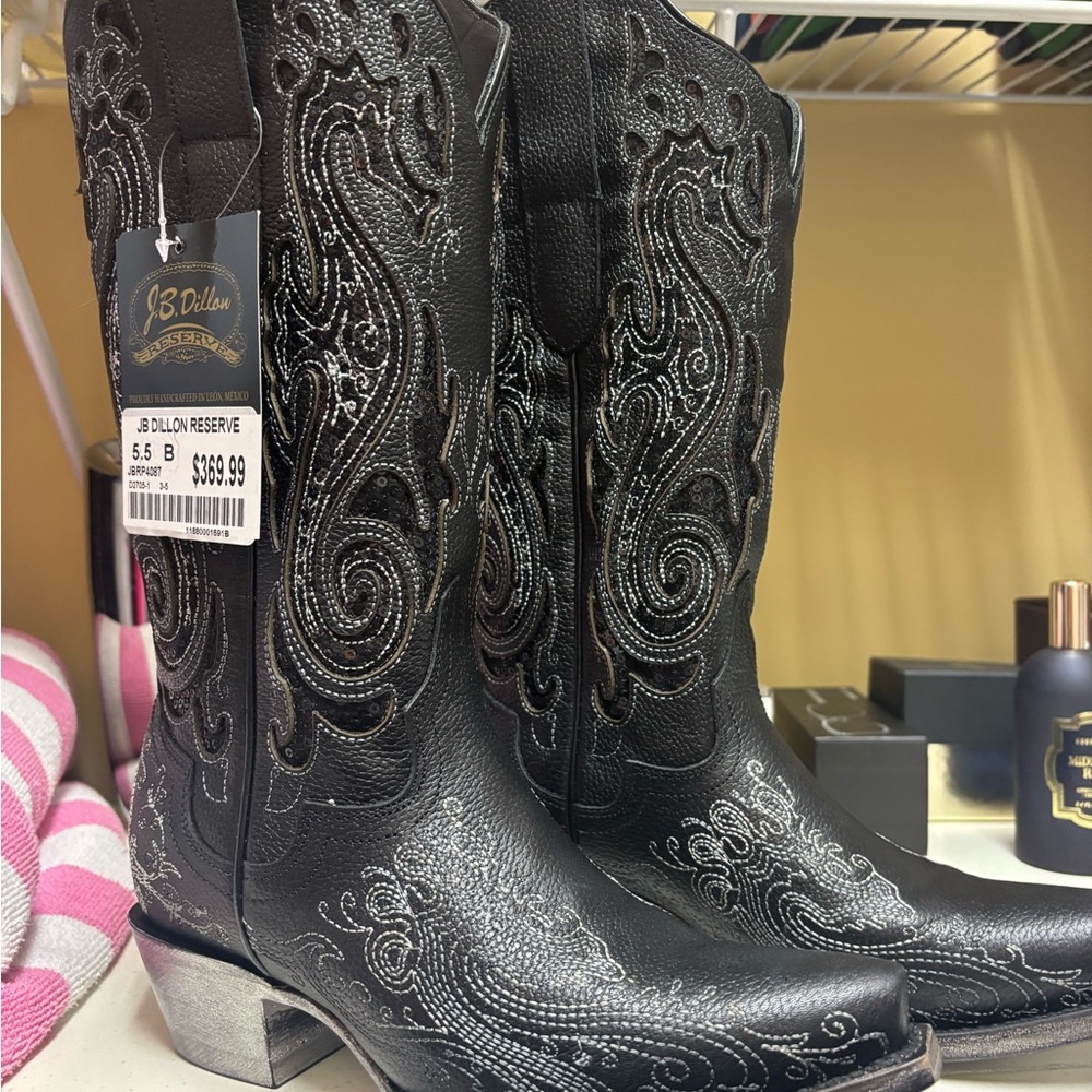 J.B. Dillon Black Heeled Boots for Women